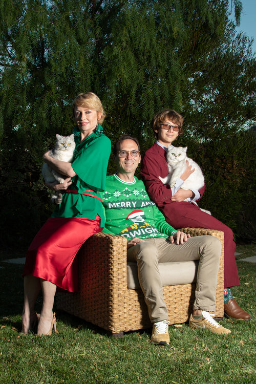 Famous fashion designer Inga Goodman with her beloved family in their Calabasas home sending her love and holiday cheers to all!