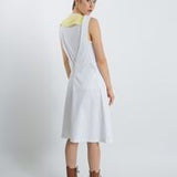 Women's A-line Asymmetrical Shoulder Strap Sarafan Dress with Yoke Eyelet