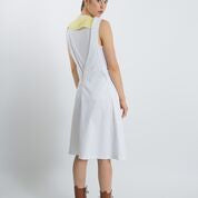 Women's A-line Asymmetrical Shoulder Strap Sarafan Dress with Yoke Eyelet