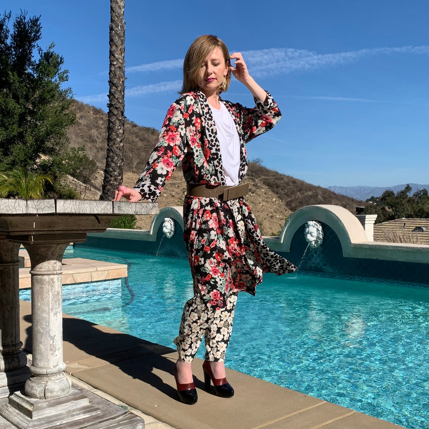 Black Floral Robe Dress