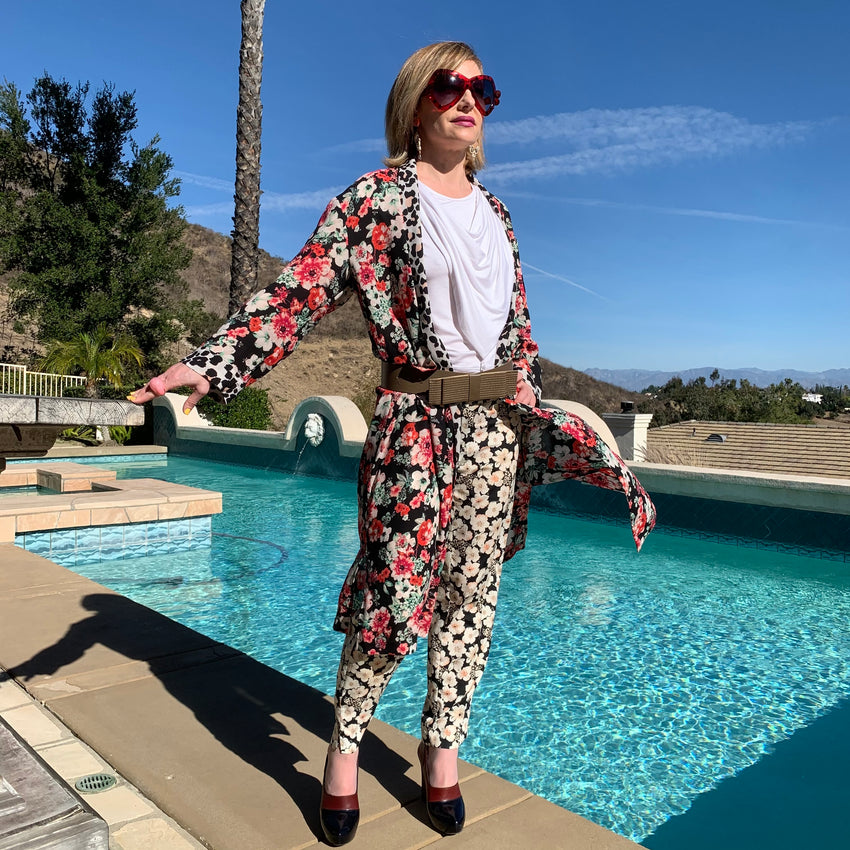Black Floral Robe Dress