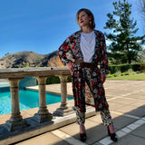 Black Floral Robe Dress