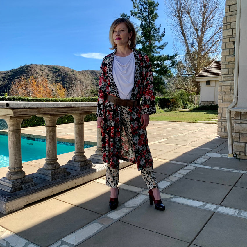 Black Floral Robe Dress