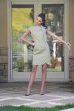 Women's Cotton Redford Drop Shoulder Scallop Hem Sheath Dress in Sage Green
