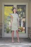 Women's Cotton Redford Drop Shoulder Scallop Hem Sheath Dress in Sage Green