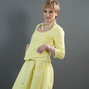 Lightweight Tweed Princess Line 1960's Style Disconnected Collar Jacket