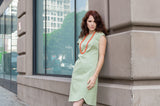 Women's Cotton Redford Drop Shoulder Scallop Hem Sheath Dress in Sage Green