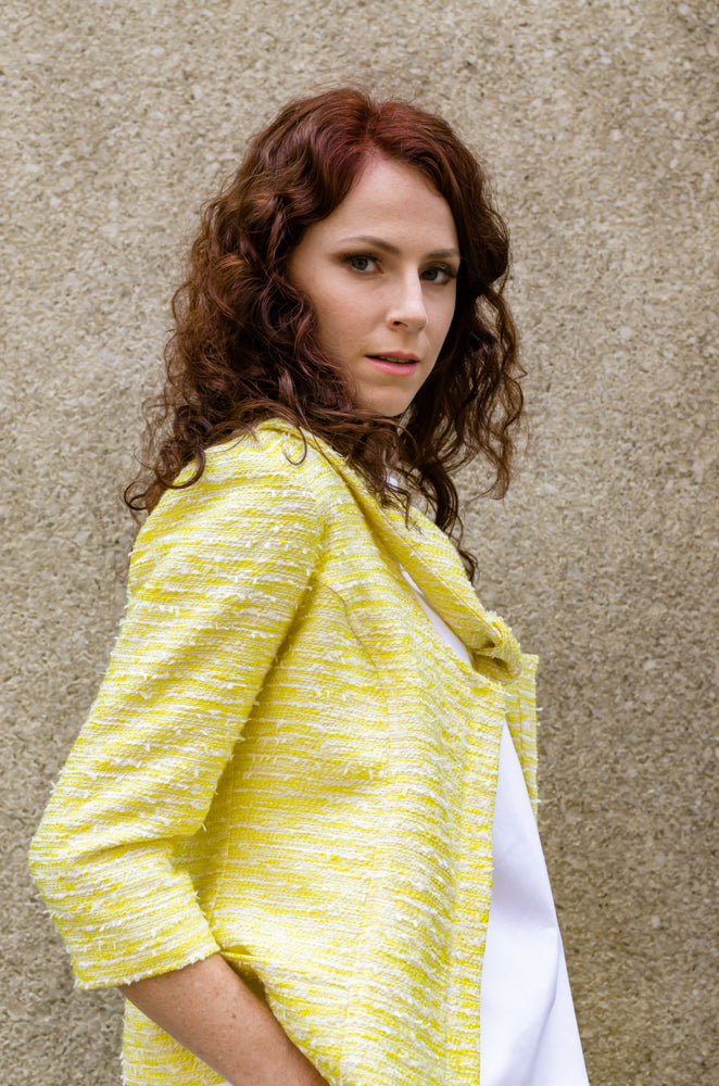 Lightweight Tweed Princess Line 1960's Style Disconnected Collar Jacket