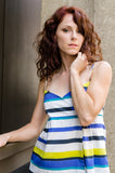 Women's Italian Cotton Wrap Empire Spaghetti Straps Tank Top in Stripes