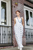 Women's Summer Cotton Wrap Empire Spaghetti Strap Maxi Dress with Pockets