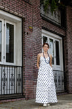 Women's Summer Cotton Wrap Empire Spaghetti Strap Maxi Dress with Pockets