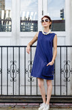 60-s Inspired Women's Cotton Redford A-line Dress with Loose Pocket