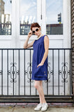 60-s Inspired Women's Cotton Redford A-line Dress with Loose Pocket