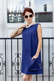 60-s Inspired Women's Cotton Redford A-line Dress with Loose Pocket