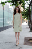 60-s Inspired Women's Cotton Redford A-line Dress with Loose Pocket