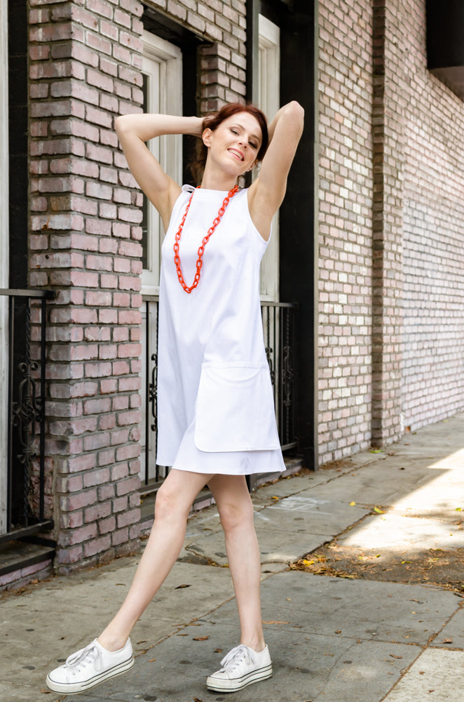 60-s Inspired Women's Cotton Redford A-line Dress with Loose Pocket
