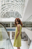 Women's A-line Tweed Sleeveless Dress with Deep V-Neckline & Loose Collar
