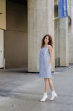 Women's A-line Tweed Sleeveless Dress with Deep V-Neckline & Loose Collar