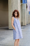 Women's A-line Tweed Sleeveless Dress with Deep V-Neckline & Loose Collar