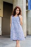 Women's A-line Tweed Sleeveless Dress with Deep V-Neckline & Loose Collar