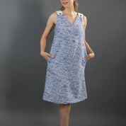 Women's A-line Tweed Sleeveless Dress with Deep V-Neckline & Loose Collar