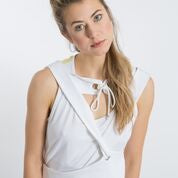 Women's A-line Asymmetrical Shoulder Strap Sarafan Dress with Yoke Eyelet