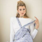 Womens Tweed A-line Asymmetrical Shoulder Strap Sarafan Dress