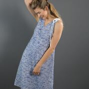 Women's A-line Tweed Sleeveless Dress with Deep V-Neckline & Loose Collar