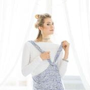 Womens Tweed A-line Asymmetrical Shoulder Strap Sarafan Dress