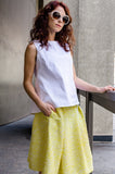 Boucle Bell Skirt with Rolled Out Shaped Waistband, Eyelets and Side Pockets