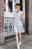 Our top model, Jessie, is wearing our best seller, Cotton Poplin A-line Crab Dress with Bow Tie. Gorgeous silhouette and attractive details will make you the queen of the city this summer. Only one left in size Small. Shop our online boutique now!