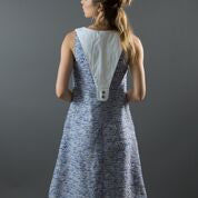 Women's A-line Tweed Sleeveless Dress with Deep V-Neckline & Loose Collar