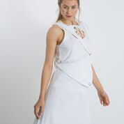 Women's A-line Asymmetrical Shoulder Strap Sarafan Dress with Yoke Eyelet