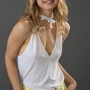 Women's Girls' Summer All in One Designer V-neck Halter Bamboo Tank Top with Rings and a Tie