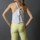 Women's Girls' Summer All in One Designer V-neck Halter Bamboo Tank Top with Rings and a Tie