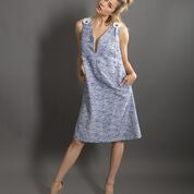Women's A-line Tweed Sleeveless Dress with Deep V-Neckline & Loose Collar
