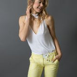 Women's Girls' Summer All in One Designer V-neck Halter Bamboo Tank Top with Rings and a Tie