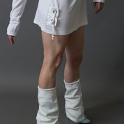 Spring Summer Long Sleeve Women's Girls' Bamboo Boat Neck Long T with Decorative Tabs and Eyelets