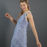 Women's A-line Tweed Sleeveless Dress with Deep V-Neckline & Loose Collar