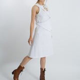 Women's A-line Asymmetrical Shoulder Strap Sarafan Dress with Yoke Eyelet