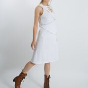 Women's A-line Asymmetrical Shoulder Strap Sarafan Dress with Yoke Eyelet