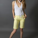 Women's Girls' Summer All in One Designer V-neck Halter Bamboo Tank Top with Rings and a Tie