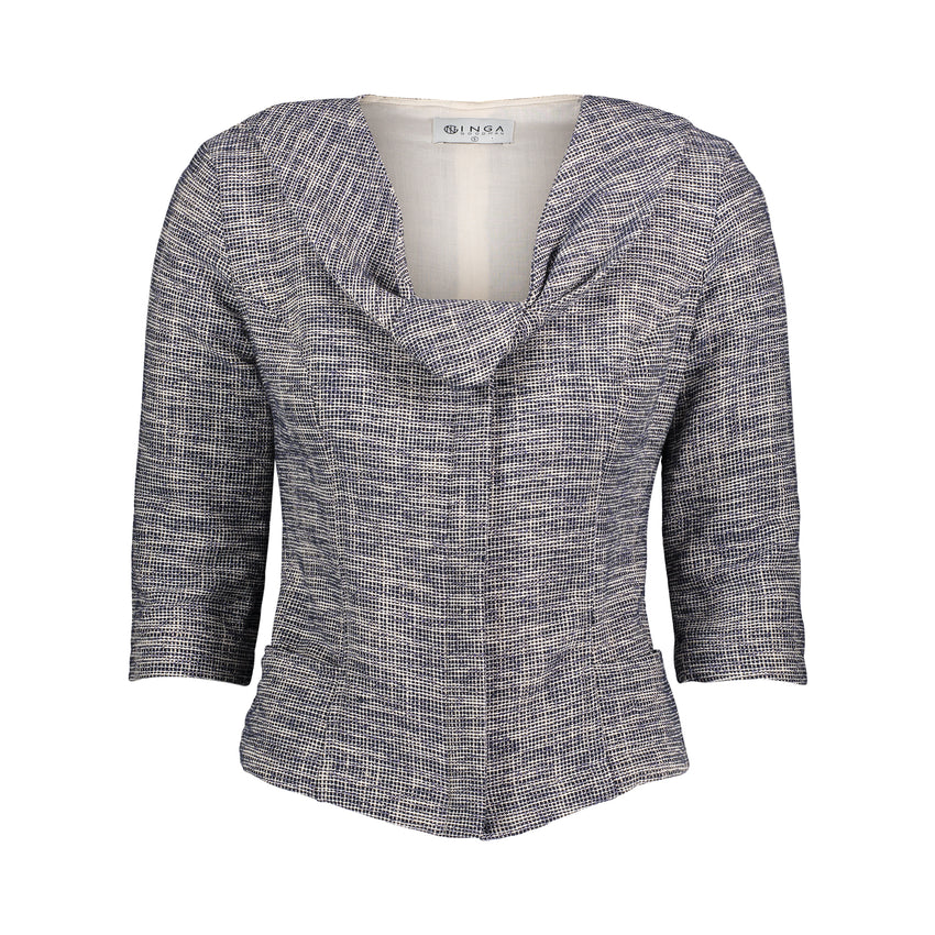 Lightweight Tweed Princess Line 1960's Style Disconnected Collar Jacket