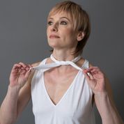 Women's Girls' Summer All in One Designer V-neck Halter Bamboo Tank Top with Rings and a Tie