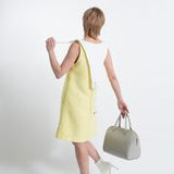 Women's A-line Tweed Sleeveless Dress with Deep V-Neckline & Loose Collar