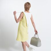Women's A-line Tweed Sleeveless Dress with Deep V-Neckline & Loose Collar