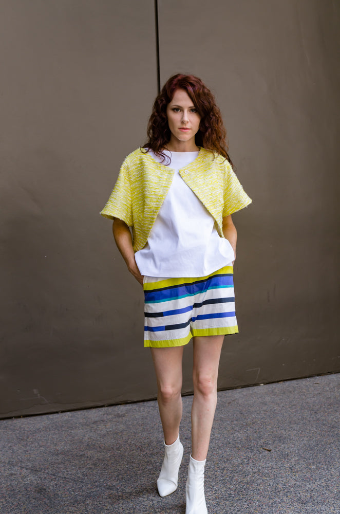 Tweed Cropped Jacket with Flare Sleeves