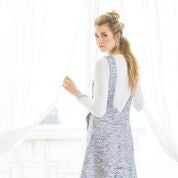 Womens Tweed A-line Asymmetrical Shoulder Strap Sarafan Dress