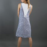 Women's A-line Tweed Sleeveless Dress with Deep V-Neckline & Loose Collar