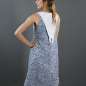 Women's A-line Tweed Sleeveless Dress with Deep V-Neckline & Loose Collar